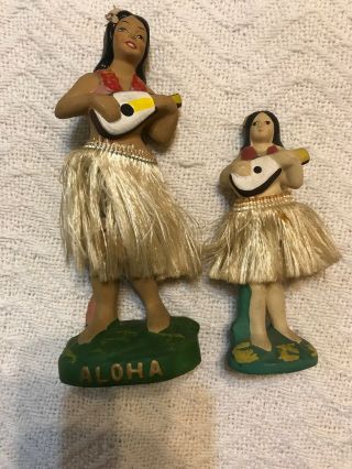 Vintage Hawaiian Hula Dancer Girl Bobble Nodder Aloha Hawaii Pair