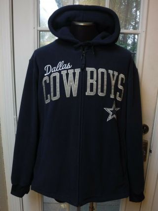 G - Lll Nfl Football Dallas Cow Boys Full Zip Hoodie Long/s Fleece Jacket Men Xxl