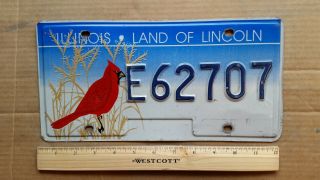 License Plate,  Illinois,  Special,  Environment,  Cardinal,  E 62707,  Land Of Lincoln
