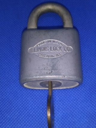Vintage Illinois Padlock with Key Illnois Lock Co Chicago 3