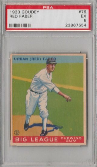 1933 Goudey Red Faber 79 Psa 5