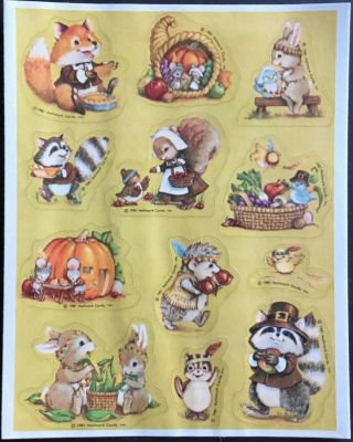 Vintage Scratch & Sniff Stickers - Hallmark - Thanksgiving Spice - Dated 1981