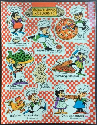 Vintage Scratch & Sniff Stickers - Hallmark - Garlic - Dated 1983