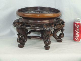Good Large 19th C Chinese Hardwood Carved And Pierced Stand