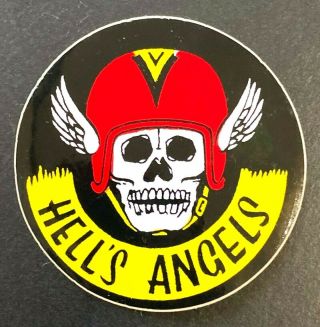 Hells Angels - Old Og Vtg 70/80`s Round Sticker Motorcycle Biker Chopper Harley
