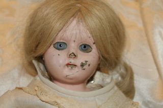 Antique Tin Head/shoulders,  Cloth Body Doll,  Germany 4 Glass Eyes Late 1800 