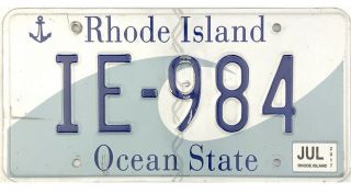 99 Cent Recent Rhode Island Wave License Plate Ie - 984