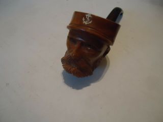 Antique / Vintage Briar Hand Made Smoking Pipe Sailor Man Face Head Tobacco