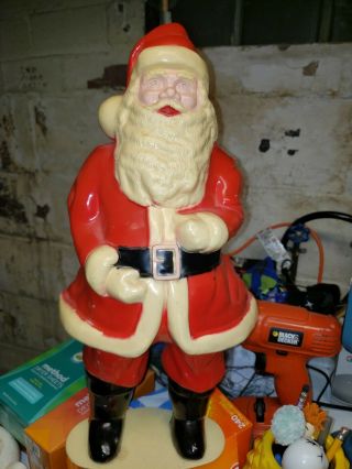 Vintage 1950s Light Up Hard Plastic Blow Mold Christmas Santa Claus Usa