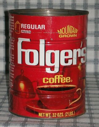 Vintage Folgers 2 Lb Coffee Can Regular Grind No Lid