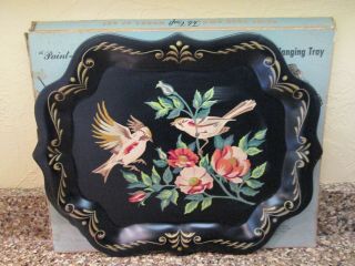 Vintage Tole Craft Paint By Number Metal Hanging Picture Tray -