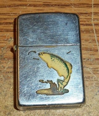 Late 1940s/early 1950s Zippo Town And Country Trout Full Size Lighter/rare