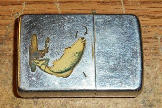 LATE 1940s/EARLY 1950s ZIPPO TOWN AND COUNTRY TROUT FULL SIZE LIGHTER/RARE 2