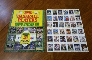 Vintage 1990 Baseball Players Trivia Sticker Kit