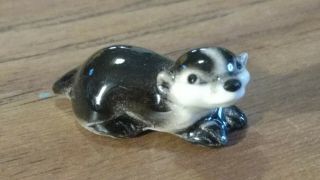 Vintage Hagen Renaker Baby Badger Wildlife Ceramic Miniature Animal Black White