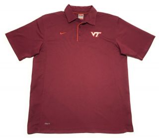 Nike Team Virginia Tech Hokies Football Burgundy Polo Shirt Mens Size Large