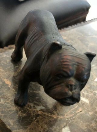 Vintage Cast English Bulldog Bronze Patina Finish Dog Figurine Anatomically Male