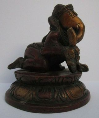 Antique Brass Metal Sculpture Icon Vintage Hindu 5.  5 " Vintage Idol God Ganesh