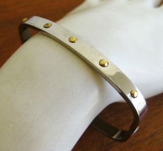 Vintage Milor Italian Stainless 18k Gold Square Hinged Bangle Bracelet