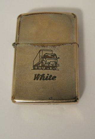 Vintage Zippo Cigarette Lighter 10k Old Filled White Trucking " Pop "