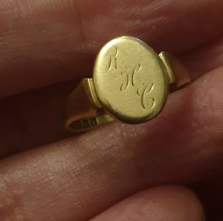 Antique Vintage 9ct Gold Signet Ring - Size Q 8 1/4 Assayed Birmingham 1920 Rhc