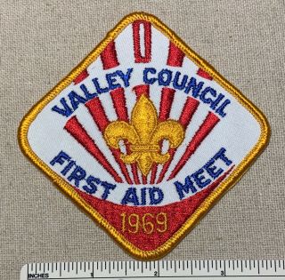 Vintage 1969 Valley Council Boy Scout First Aid Meet Pocket Patch Bsa Camp 60s