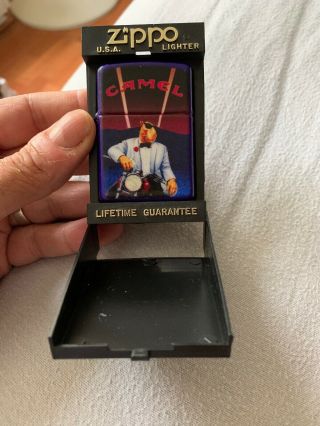 Vintage 95 Camel Cigarettes Joe In A Tux On Motorcycle Advertising Zippo Lighter