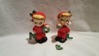 Vintage Christmas Napco Noel Pixie Kids Salt And Pepper Shakers