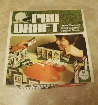 Vintage Parker Brothers Pro Draft Football Game 1974 With Topps Trading Cards