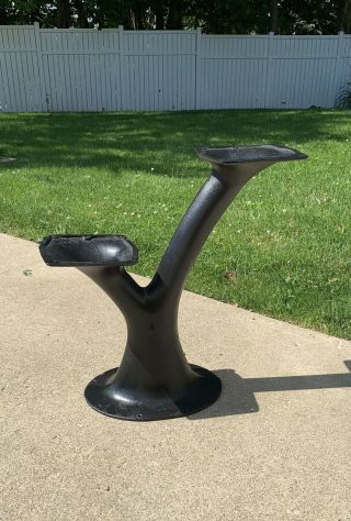 Antique Industrial Black Cast Iron 2 Tier Table Stand Plant Base - 3 On Side