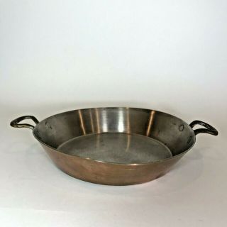 Vintage Art Et Cuisine Copper Pan Brass Handles Small 7.  25 " Dia France