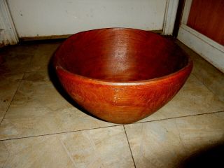Antique Vintage Wooden Bowl Out Of Round Primitive Very Large