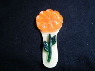 Mid Century Vintage Orange Retro Spoon Rest Holder Flower Wow