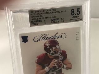 BAKER MAYFIELD 2018 PANINI FLAWLESS COLLEGIATE SAPPHIRE AUTOGRAPH 02/15 ROOKIE 2