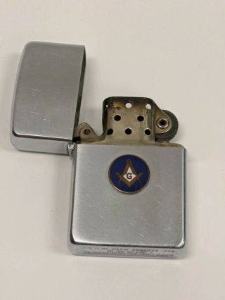 Vintage Masonic Zippo Lighter 2032695 Masons Enamel Logo 1940 ' s 2