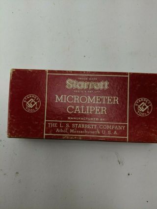 Vintage Starrett Micrometer Caliper 1 Inch Cat T230rl