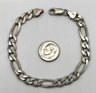 Vtg 925 Sterling Silver 8 " Mens Figaro Bracelet Made In Italy - - 13g