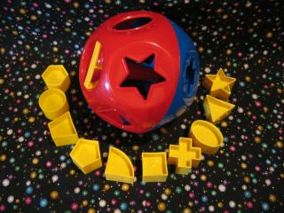 Tupperware Shape - O - Ball Kids Sorter Toy Complete 10 Classic Red Blue Puzzle Vtg