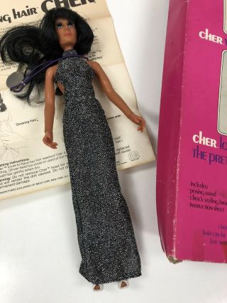 1976 Mego Cher Growing Hair Vintage 12” Figure Doll Box 62402 W/key