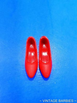 Barbie / Francie Doll Flat Red Pointed Shoes Htf Minty Vintage 1960 