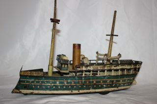 Antique Greppert Kelch Ocean Liner Boat Ship Wind Up Tin Toy Germany 12 " No Res