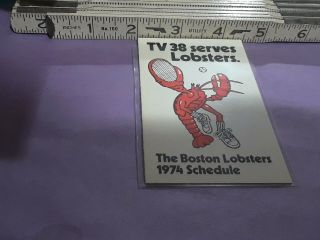 Boston Lobsters 1974 World Team Tennis Pocket Schedule