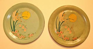 Vintage Ohio Art Co.  Bryan,  O Usa (2) Tin Litho Toy Fairy Plates