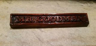 Vtg Mr.  Goodman Wood Desk Block Plate Classic Name Plate Carved