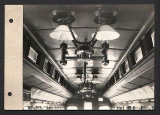 Vintage 1920s Early Light Fixture Railroad Boston Train Linen - Backed Photo