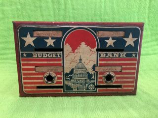 Vintage Louis Marx Toys Tin Metal Budget Bank Usa Capitol Building