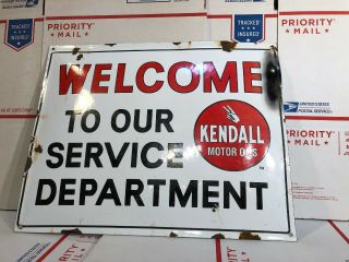 Kendall Oil Can Motor Gas Pump Porcelain Sign Service Station Vintage Texaco Old