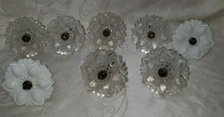 Antique Glass Flower Curtain Tie Backs Pulls Clear & White Exc.  $74.  99