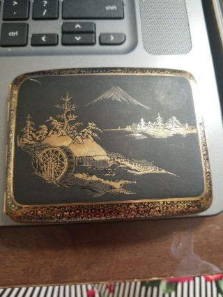 Vintage Post Ww2 Japanese Inlaid Mixed Metal Cigarette Case Holder
