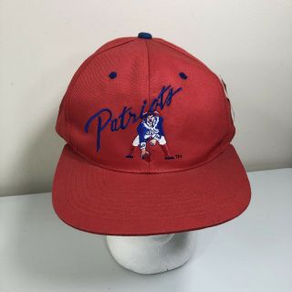 Vintage 90s England Patriots Red Snapback Hat Old Logo Retro Osfa Cap Nfl